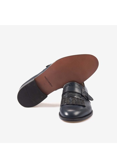 Mocassini Hakiki Deri Erkek Klasik Tokalı Ayakkabı 7245 Laci Buffalo+piton