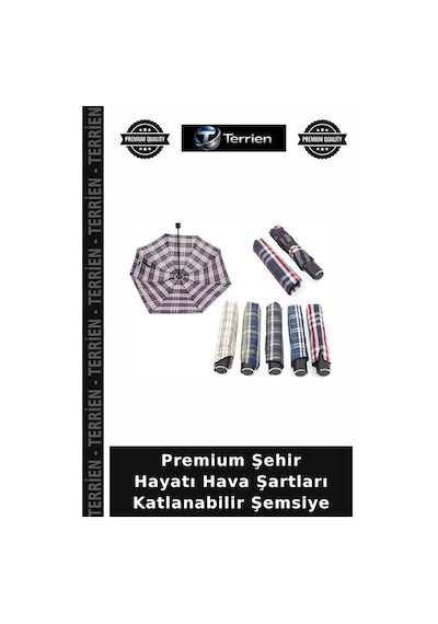 Terrien Premium Şehir Hayatı Hava Şartları Katlanabilir Şemsiye Çok Renkli