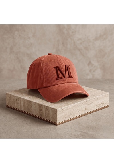 Bk Gift Kişiye Özel Harf Nakışlı Vintage Turuncu Beyzbol Şapkası Unisex Eskitme Kumaş Metal Tokalı