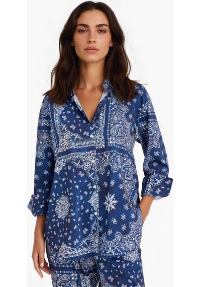 Defacto Regular Fit Şal Desenli Plaj Gömleği-fall İn Love F8334ax25hsnv241 Lacivert