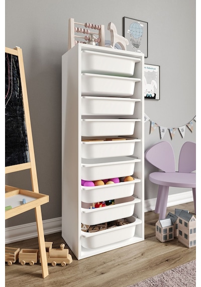 %100 Mdf - Xl Mono 9 Sepetli Oyuncak Dolabı Beyaz