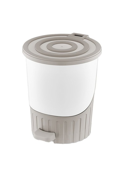 Dünya-01070-407 Pastel- Çöp Kovası Plastik 14lt 315x285x335mm Pedallı Kum Beji Lüx - 6'li Paket