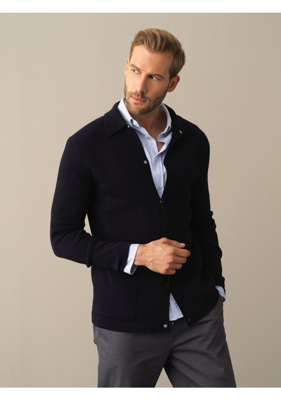 Xint Lacivert Regular Fit Polo Yaka Pamuk Hırka 801679