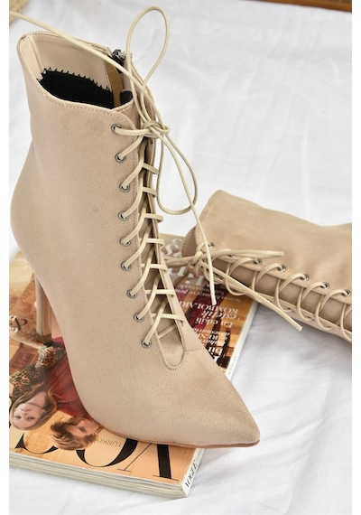 Fox Shoes Ten Süet Ince Yüksek Topuklu Kadın Bot L372493502