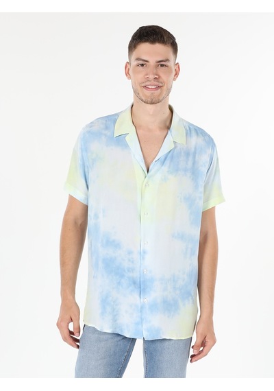 Colin's Regular Fit Shirt Neck Baskılı Mavi Erkek Kısa Kol Gömlek CL1059262_Q1.V1_BLE Mavi