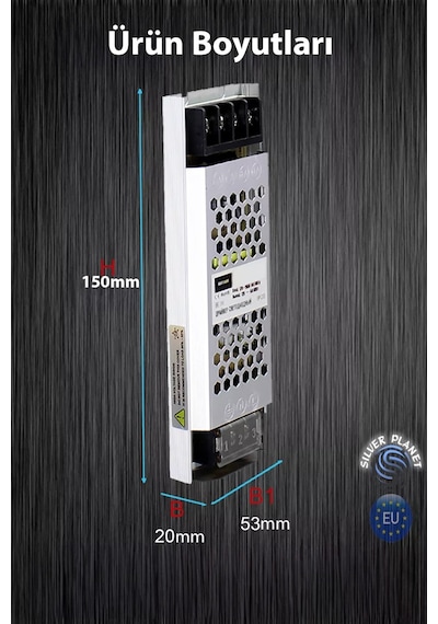 Şemalı 12v 12,5 Amper Ultra Slim Fansız Şerit Led Trafosu/driver