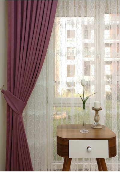 Evdepo Home Gül Kurusu Fon Perde Tek Kanat  (540058763) Gülkurusu