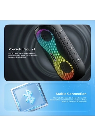 Proove Soundtrap 3 30w Taşınabilir Bluetooth Hoparlör Tws & Rgb Işıklı Su Geçirmez Güçlü Bas