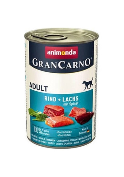 Grancarno Sığır Etli Ispanaklı Ve Somonlu Yetişkin Köpek Konservesi 400 Gr