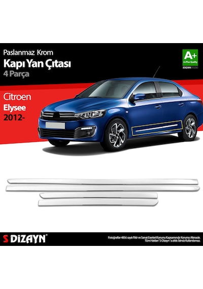 S-dizayn Citroen Elysee Krom Kapı Yan Çıtası 4 Prç 2012-2017