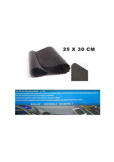 4 Adet Carub Kaydırmaz Ped Torpido Üstü 25x30cm Siyah