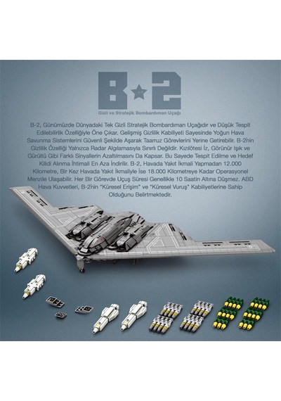Reobrix 33038 B2 Bombardıman Uçağı Yaratıcı Yapı Blok Seti Building Blocks B2 Bomber - 1977 Parça