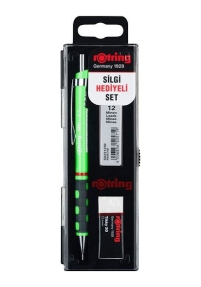 Rotring Tikky Okul Seti 0.7 Mm Neon Yeşil Versatil Kalem + Silgi