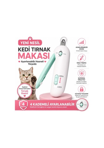 Ayarlanabilir Hazneli Törpülü Kedi Köpek Tırnak Makası - Yeşil