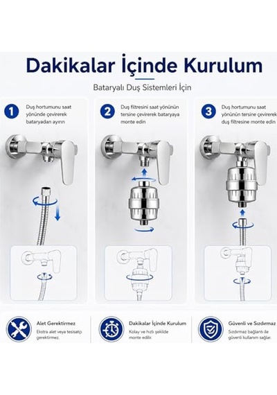 Bluefox Sılver Duş Filtresi + 2 Yedek Kartuş Kdf 55 & Aktif Karbonlu Su Arıtma Filtresi, Klor Ve Ağır Metal Azaltıcı, Saç & Cilt Dostu, Evrensel Uyumlu