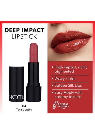 Deep Lipstick 04 Terracotta Kremsi Dokulu Yarı Parlak Ruj, Kırmızı 0