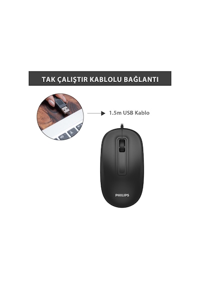 Philips SPK7238 USB Kablolu 1200 DPI 3 Tuşlu Optik Mouse