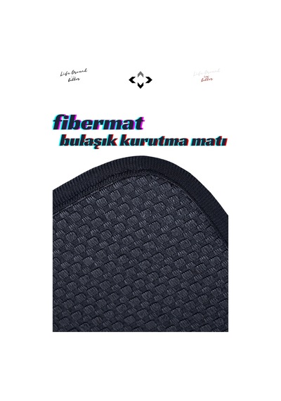 Bulaşık Kurutma Matı Fiber Ultra Emici Bambu Siyah Diğer