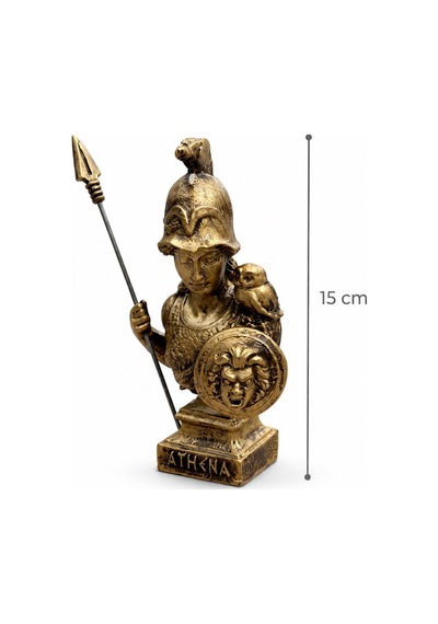 Athena Büstü 15 Cm Mitolojik Dekoratif Heykel, Bilgelik Ve Savaş Tanrıçası Masaüstü Biblo