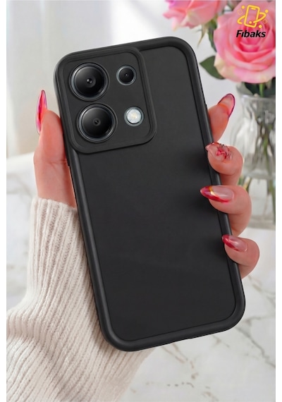 Fibaks Redmi Note 13 Pro 5G Uyumlu Kılıf Kamera Korumalı Yumuşak Dokulu Darbe Emici Siyah Silikon Kapak