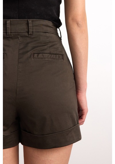 40405-05209 Kadın Gabardin Şort 40405-05209 Kahve