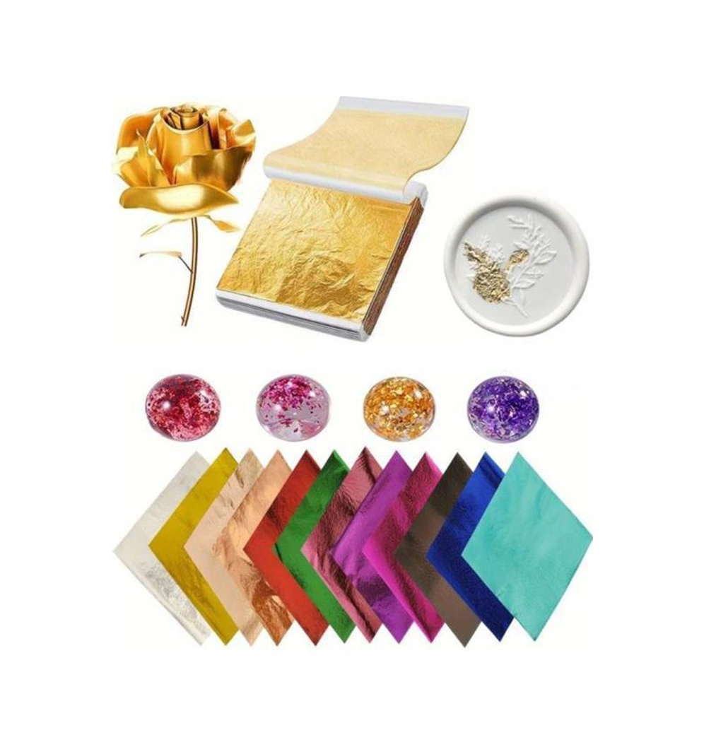 Varak Kaplama Yaprak Metalik Folyo İmitasyon 9x9cm 10lu Paket 7 Champagne Gold R5799f-7 Karışık