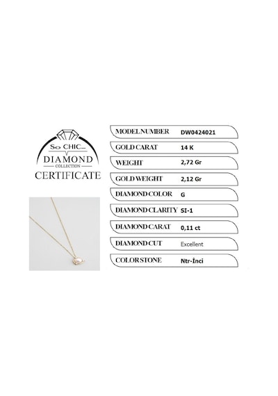 Diamond Collection 14 K Sarı Altın 0,11 Karat Pırlanta Doğal İnci Kolye Sarı