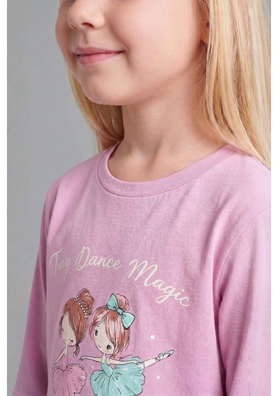 Defacto Bisiklet Yaka Baskılı Üst Lastikli Paça Alt 2li Pijama Takımı Kız Bebek I1003a526aupr139 Mor-pr139