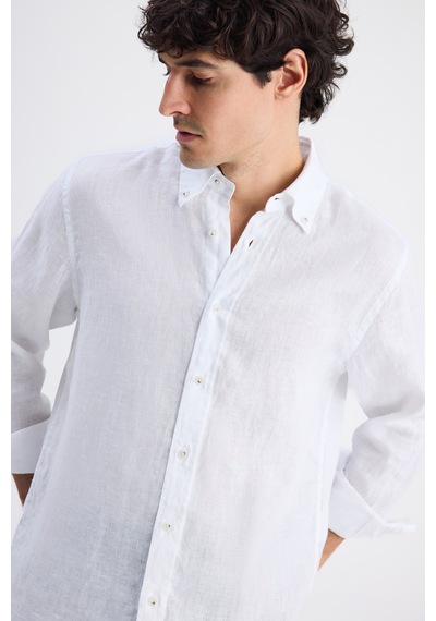 D'S Damat Ds Damat Comfort Beyaz Düz Keten Gömlek 6hc02ap01304m Çok Renkli 2XL