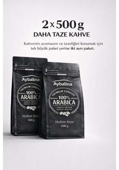 Muhteşem Lezzet, Elit Kalite, Mükemmel Kavrum %100 Arabica Espresso Kahve Çekirdeği 500 + 500 G Çekirdek Kahve