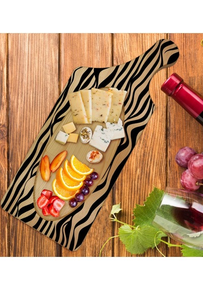 Bk Gift Modern Art Tasarımlı Dikdörtgen Şeklinde Doğal Ahşap Servis Ve Sunum Tabağı Model 18