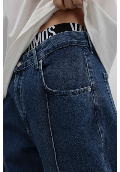 Vamos Dikiş Detaylı Relaxed Fit Jean Mavi