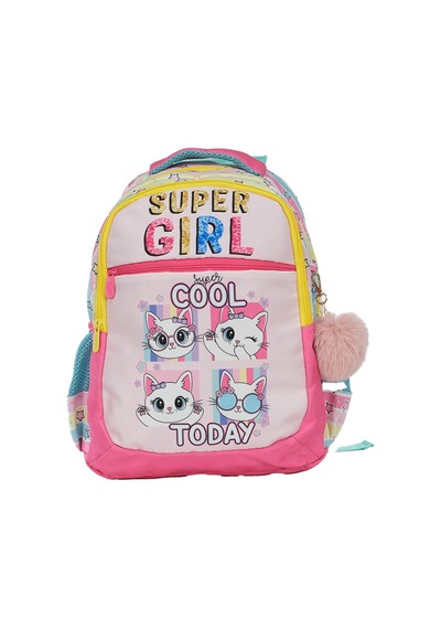 Pippa Kız Çocuk Üç Gözlü Pembe/sarı İlkokul Üçlü Okul Çanta Seti - Super Girl - Ppset5220 Çok Renkli
