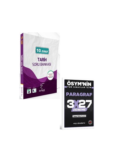 Karekök 2027 10. Sınıf Tarih Soru Bankası+evp Akademi 3x27 Paragraf Deneme