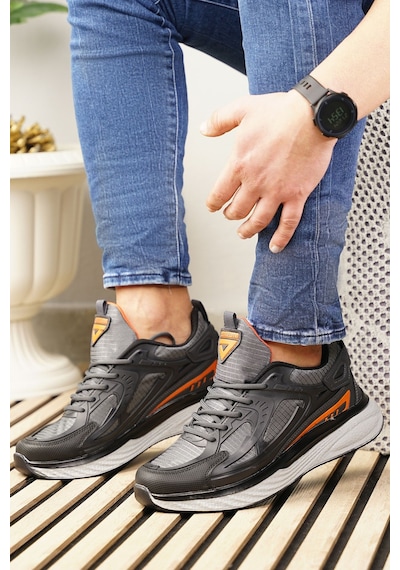 Günlük Erkek Sneaker Fileli Bağcıklı Kalın Tabanlı Rahat Spor Ayakkabı 4267 Füme- Orange- Siyah Günlük Erkek Sneaker Fileli Bağcıklı Kalın Tabanlı Rahat Spor Ayakkabı 4267 Füme- Orange- Siyah