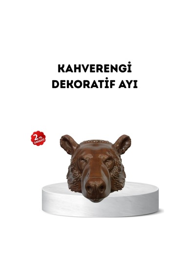 Ev Ve Ofis İçin Dekoratif Ayı Başı Heykel Hediyelik Duvar Aksesuarı