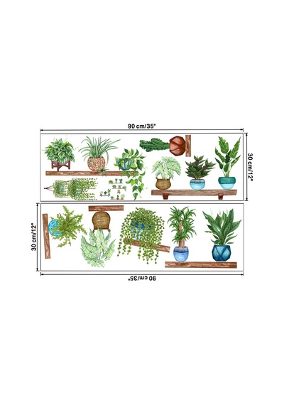 Raflı Saksılı Çiçek Tasarımlı Yapışkanlı Sticker Mc-480b