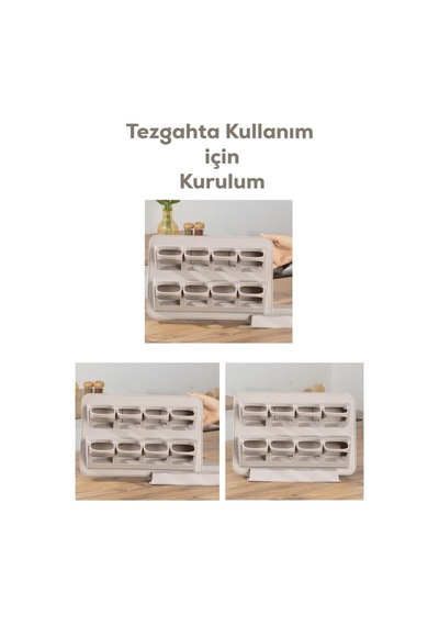 8'li Standlı Baharatlık Seti, Tezgah Üstü Ve Duvara Monte, Kilitli Kapak, Şeffaf Kavanozlar, Bpa İçermez, Modern Minimalist, Bej/gri Çok Renkli