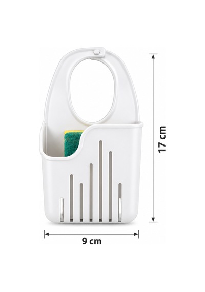 Porsima Musluğa Asılabilir Beyaz Mutfak Evye Süngerlik Düzenleyici + Bulaşık Süngeri Hediyeli Set 17 Cm
