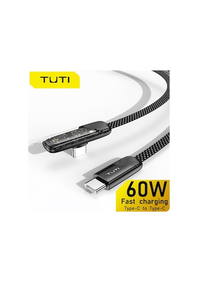 Tuti Süper Hızlı 60w Pd Type-c Şarj Ve Data Kablosu - Dayanıklı Örgülü Tasarım Vertical Yatay K Standart