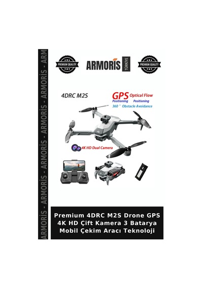 Premium 4drc M2s Drone Gps 4k Hd Çift Kamera 3 Batarya Mobil Çekim Aracı Teknoloji