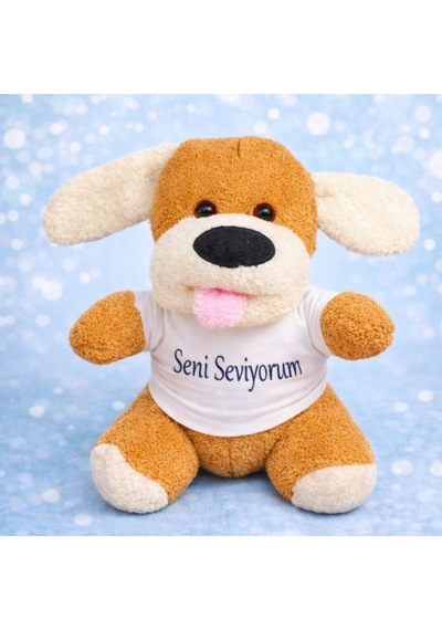 Toptan Seni Seviyorum Tişörtlü Sevimli Peluş Oyuncak Köpek