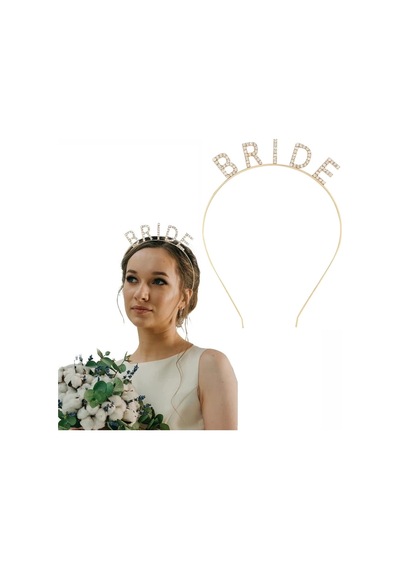 Altın Gold Renk Bekarlığa Veda Kristal Taş Bride Tacı İthal 16x10 Cm Diğer
