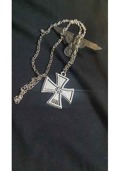 Swastika Cross Antik Kolye Gümüş