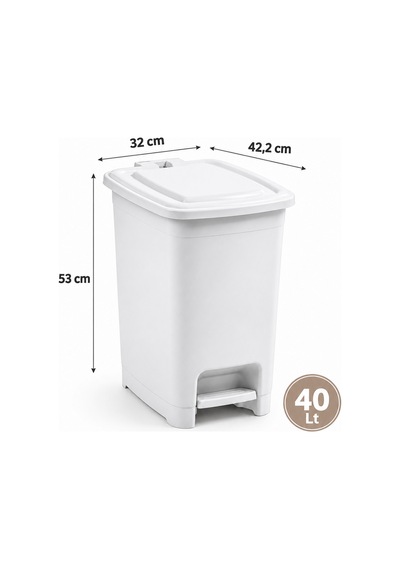 Porsima 01 1139-2 40 Lt İç Kovalı Pedallı Çöp Kovası - Slim Mutfak Ve Banyo Çöp Kovası Soft Beyaz