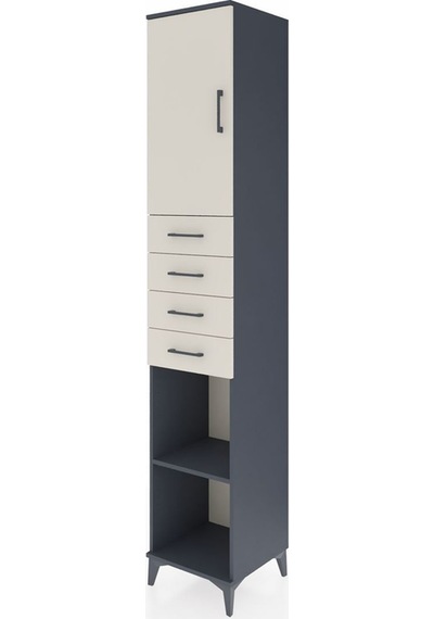 Hyperion Dolap 4 Raflı 4 Çekmeceli Tek Kapaklı 44x44x243 Antrasit-aytaşı Antrasit