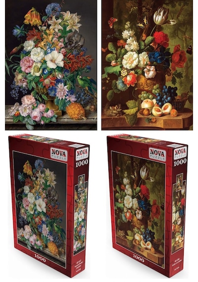 Nova Puzzle 2x1000 Parçalık Vazoda Çiçekler İkili Puzzle/yapboz Seti