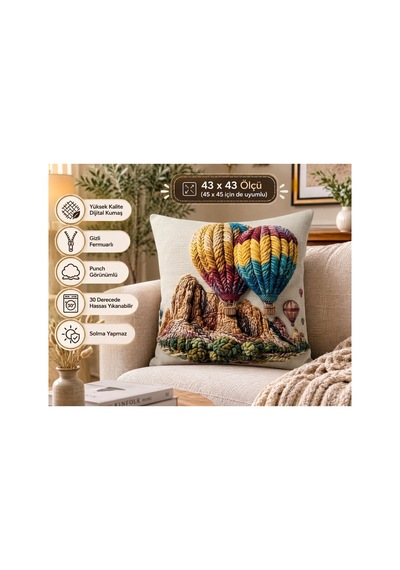 Kapadokya Balon Desenli Punch Nakış Görünümlü Dijital Baskılı Kırlent Kılıfı 43x43 Cm Fermuarlı Çok Renkli Çok Renkli Kapadokya Balon Desenli Punch Nakış Görünümlü Dijital Baskılı Kırlent Kılıfı 43x43 Cm Fermuarlı Çok Renkli Çok Renkli