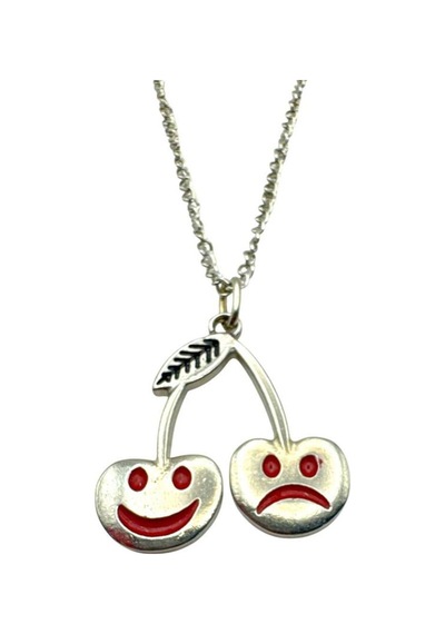 Sad & Happy Cherry Unisex Kolye Mutlu Ve Mutsuz Kiraz Figürlü Tasarım Çok renkli