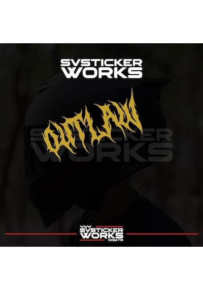 Outlaw Yazılı Kask Sticker Tüm Kasklar Uyumlu Tek Yön 1 Adet Altın